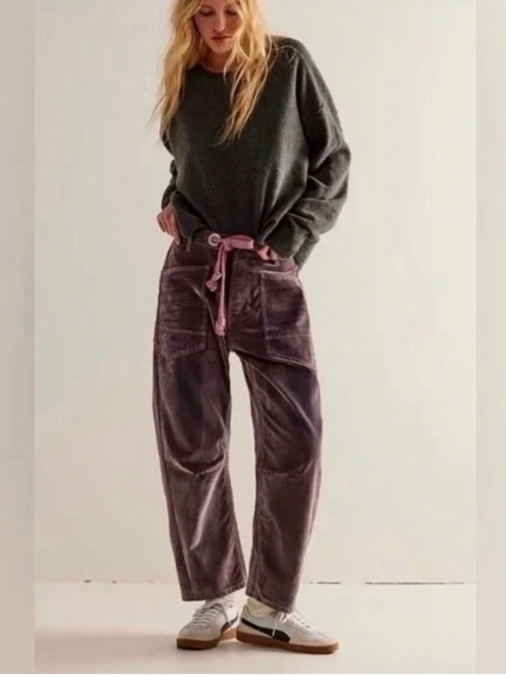 *NEW* We the Free Free People Moxie Flocked Pull-On Barrel Pant